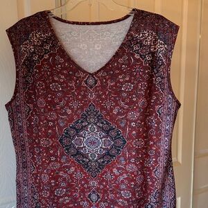 Women's Sleeveless Paisley Top - Red